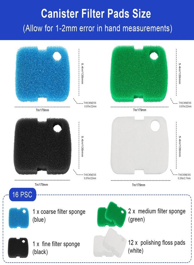 LEWEREST 16 PCS Replacement Canister Filter Media Pad Compatible with Penn Plax Cascade 700/1000 CCF2UL/CCF3UL, Aquarium Bio Floss Pads Part, Activated Carbon Sponge Filters Pads for Fish Tank - Image 5